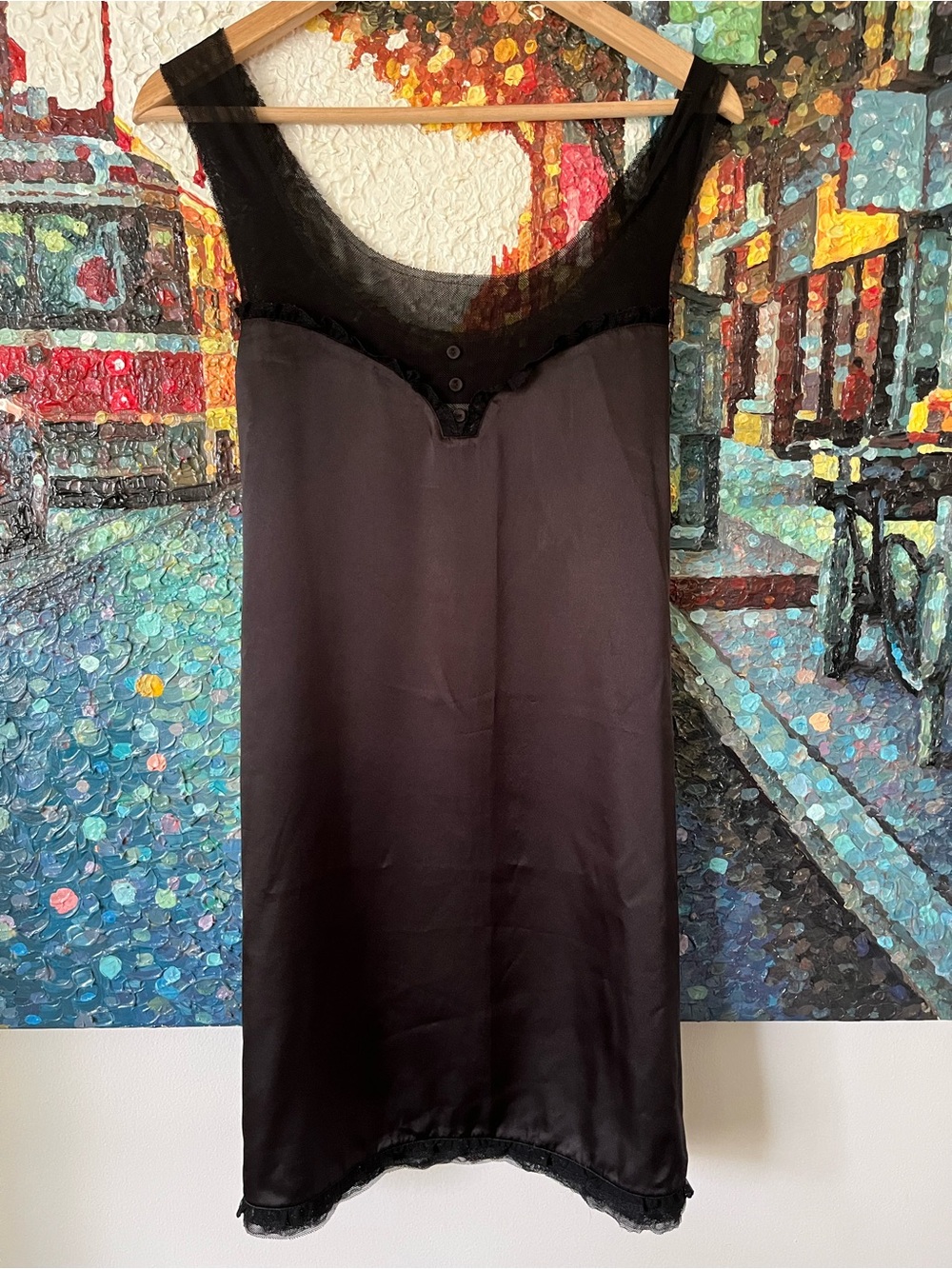 NWOT Vera Wang Mesh Lace Satin Chemise Nightgown Slip Dress Sleep Y2K